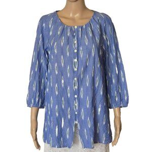 PureJill cotton Tunic Top button front multicolor size M